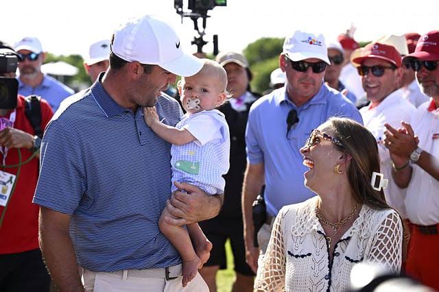 Scottie Scheffler humbled moments after £3m win as he’s handed baby son with nappy mishap