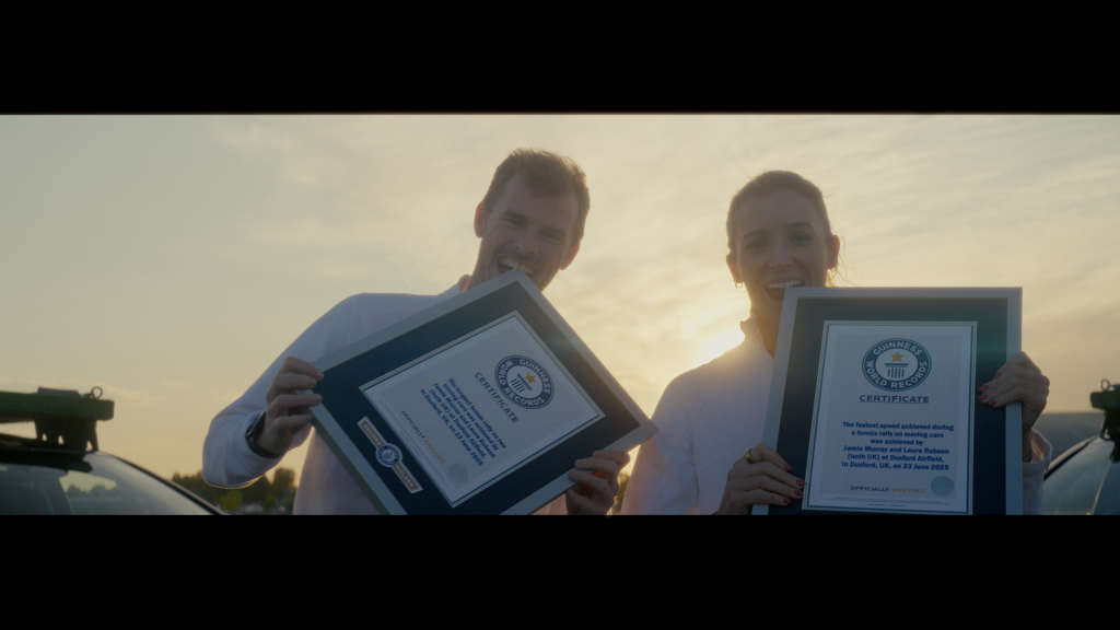 Real Reason  behind this Act? British tennis legends Jamie Murray and Laura Robson make history with record breaking tennis rally atop two moving cars